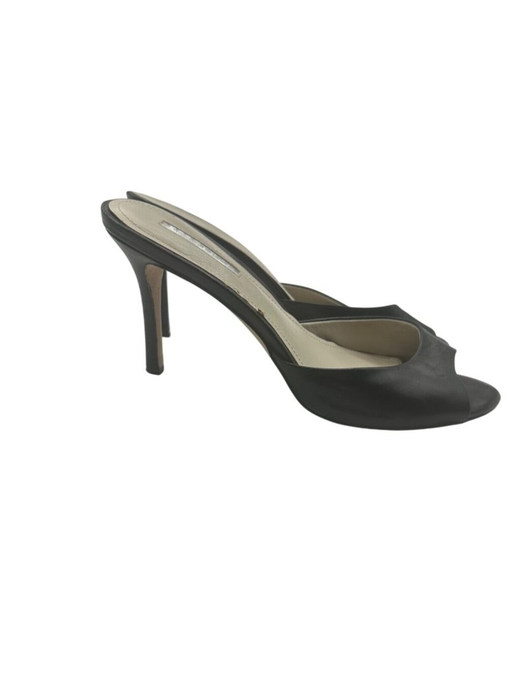 BCBGeneration Size 9.5 Leather Slip-On Design Open-Toe Mule High Heels Black - Picture 2 of 9
